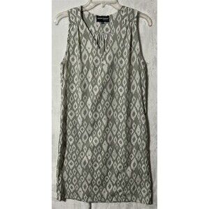 The Royal Standard Shift Dress Womens Size S Gray White Ikat V-Neck